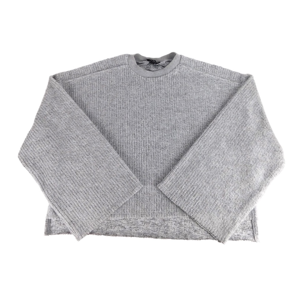 Topshop Bell Wide Sleeve Fall Gray Ribbed Cropped Loose-fit Sweater size Small